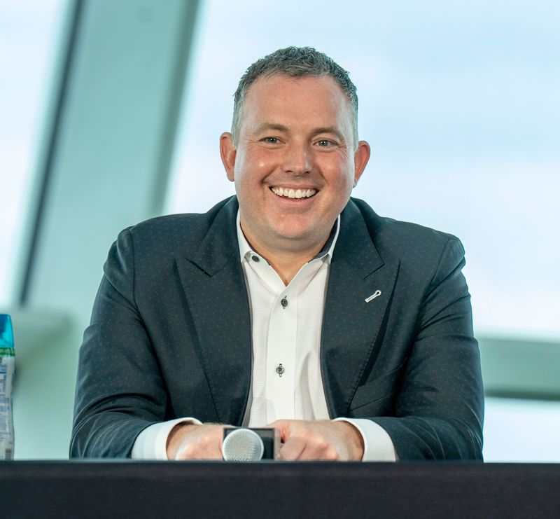 Milwaukee Bucks general manager Jon Horst is seen at a press conference announcing Taylor Jenkins as the Bucks’ new head coach on Wednesday May 6, 2026 at the Milwaukee Art Museum in Milwaukee, Wisconsin.