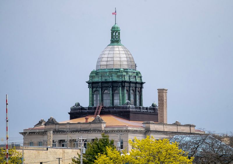 The Manitowoc County Courthouse dome as seen, Thursday, May 7, 2026, in Manitowoc, Wis.