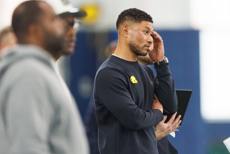Head coach Marcus Freeman during Notre Dame football's Pro Day at Irish Athletic Center on Tuesday, March 24, 2026, in South Bend.