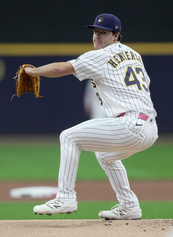 Milwaukee Brewers pitcher Logan Henderson throws during the first inning of their game against the New York Yankees Sunday, May 10, 2026 at American Family Field in Milwaukee, Wisconsin.