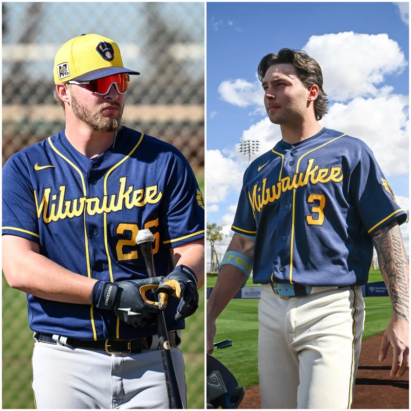Blake Burke (left) and Andrew Fischer, two of the top sluggers in the Brewers organization, both homered twice May 10, 2026.