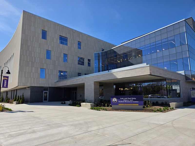 The University of Wisconsin - Stevens Point's Gale and Paul Kirby Library and Student Resource Center opened in 2026 as a replacement of the former Albertson Hall library building.