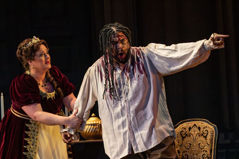 Ann Toomey and Chaz'men Williams-Ali perform in "Tosca," staged by Milwaukee's Florentine Opera.