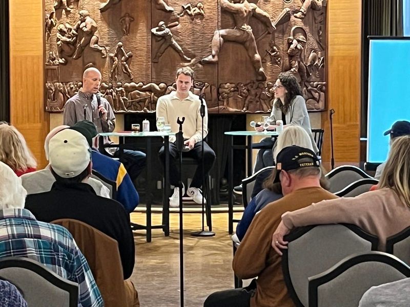 Todd Rosiak, from left, Curt Hogg and Kristin Brey speak at last year's "Inside the Journal Sentinel" event, April 17, 2025, at the Milwaukee Athletic Club.