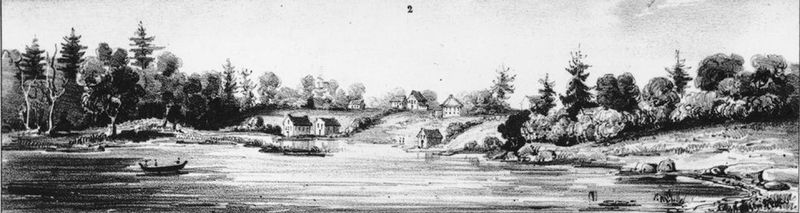 A very early illustration of the hamlet that was to become Sheboygan.