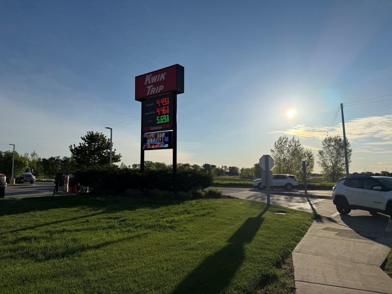 Fuel prices on May 21, 2026, at the Kwik Trip on East Edgewood Drive, along Appleton's north side.
