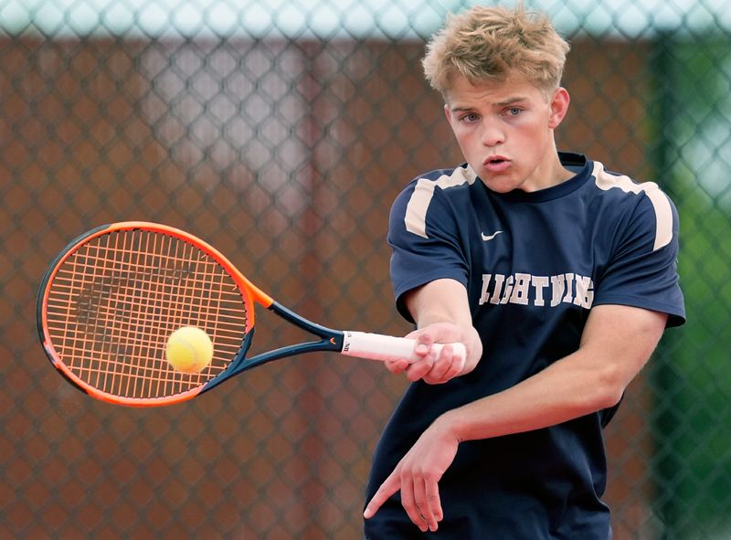 Appleto North High School’s Sam Hanke in a doubles match during the Fox Valley Association tennis championships on Thursday, May 21, 2026 at Kimberly High School in Kimberly, Wis.
Wm. Glasheen USA TODAY NETWORK-Wisconsin