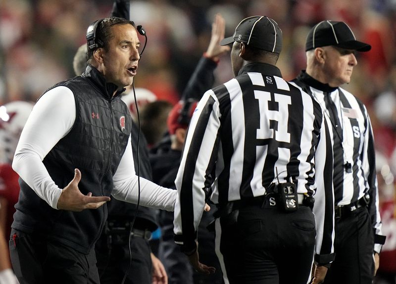 Wisconsin head coach Luke Fickell argues against a roughing the passer penalty during the first quarter of their game against Nebraska Saturday, November 18, 2023 at Camp Randall Stadium in Madison, Wisconsin.