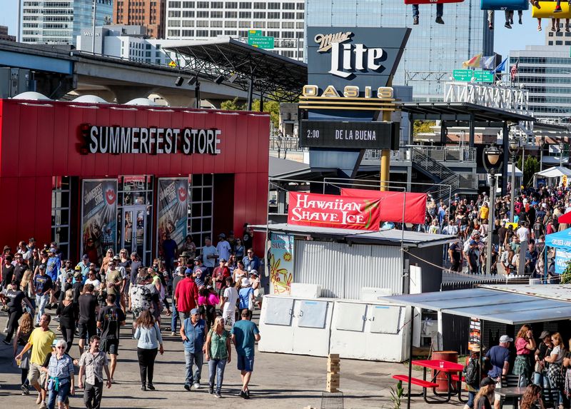 Large crowds begin to form on the last day of Summerfest Saturday, Sept. 18, 2021, in Milwaukee.