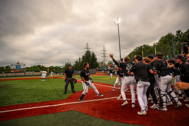 The University of Wisconsin-Milwaukee Panthers celebrate winning the championship of the Horizon League baseball tournament after Joey Spence's walk-off home run May 23, 2026, beating the Wright State Raiders, 5-4, in Dayton, Ohio.
