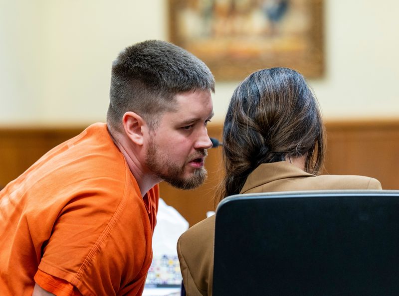 Anthony Kanabay speaks with his attorney Mary Cole during his sentencing before Jodi Meier in the Circuit Court Branch 7 courtroom at the Kenosha County Courthouse on Tuesday May 26, 2026 in Milwaukee, Wisconsin.
