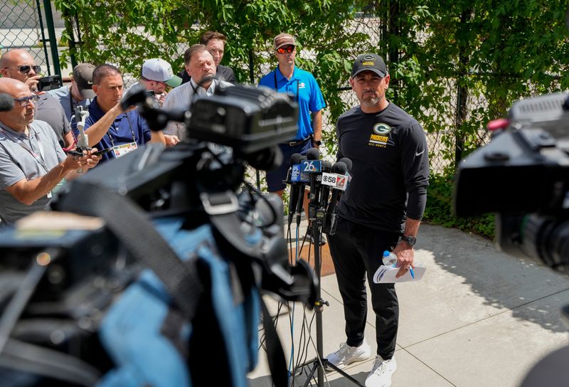 Green Bay Packers head coach Matt LaFleur speaks to the media before practice on Wednesday, May 26, 2026, at the Don Hutson Center in Ashwaubenon, Wis. 
Tork Mason/USA TODAY NETWORK-Wisconsin