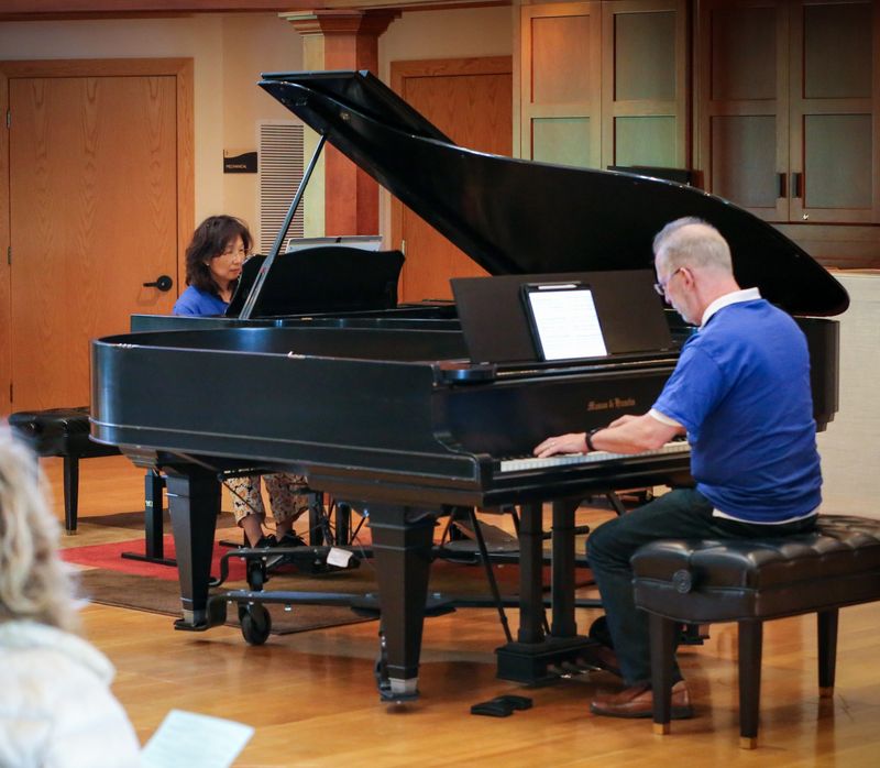 Participants in the 2025 Piano Retreat for adults at Birch Creek Music Performance Center in Egg Harbor practice in one of the class sessions. Birch Creek is taking registrations for its 2026 Adult Music Retreats, which include Wind Ensemble and Chamber Music retreats along with piano.