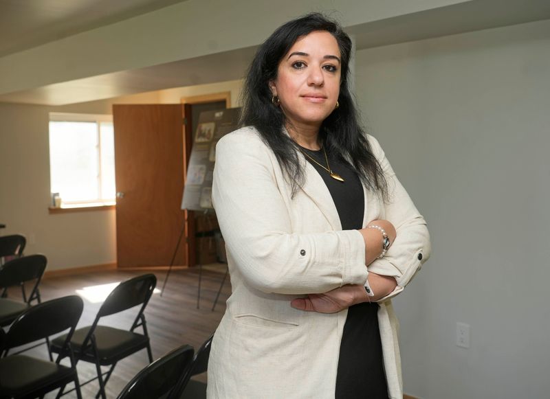 Sheila Badwan, a founder of Hanan Relief Group, is seen on Friday, May 29, 2026. She recently left the job after 10 years, largely because refugee resettlement has been gutted by the Trump administration and federal and state funding for the work has dried up. Badwan is the board president for the Wisconsin Muslim Civic Alliance in Franklin.