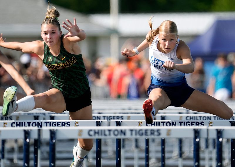 Freedom High School’s Ashley Hietpas and Little Chute High School’s Zuzana Mosienska compete during a Division 2 track and field sectional meet on Friday, May 29, 2026 in Chilton, Wis.
Wm. Glasheen USA TODAY NETWORK-Wisconsin