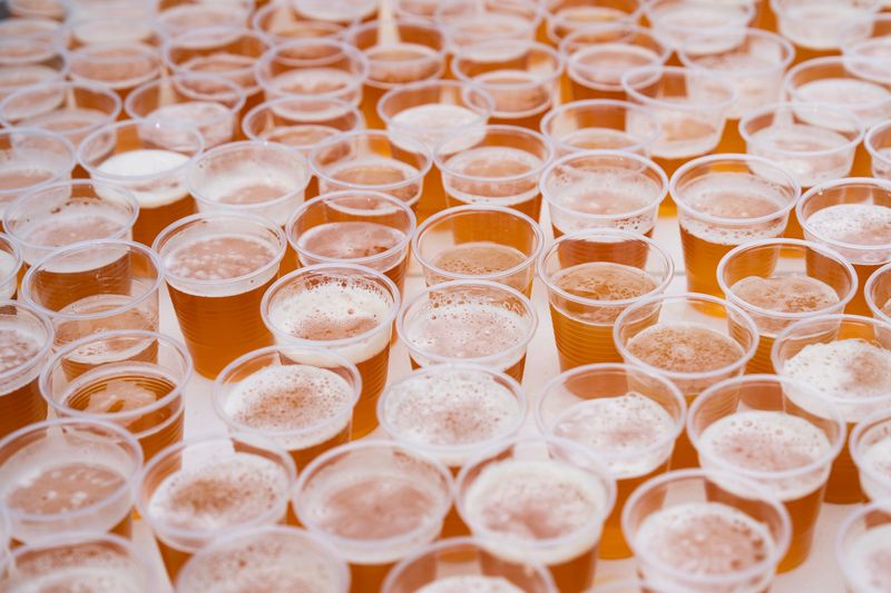 The fourth and final beer of the beer run, an IPA from Black Husky Brewing, awaits participants near Seven Swans Crêperie at the Locust Street Festival on the morning of May 31, 2026 in Milwaukee, Wisconsin.