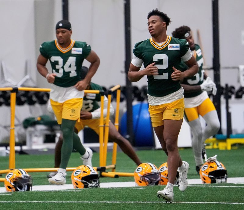 Green Bay Packers cornerback Brandon Cisse (2) jogs to the next warm-up station during practice on Tuesday, June 2, 2026, at the Don Hutson Center in Ashwaubenon, Wis. 
Tork Mason/USA TODAY NETWORK-Wisconsin