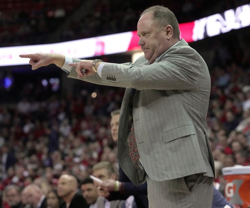 Wisconsin head coach Greg Gard is shown during the first half of their game against Northwestern Wednesday, December 3, 2025 at the Kohl Center in Madison, Wisconsin.