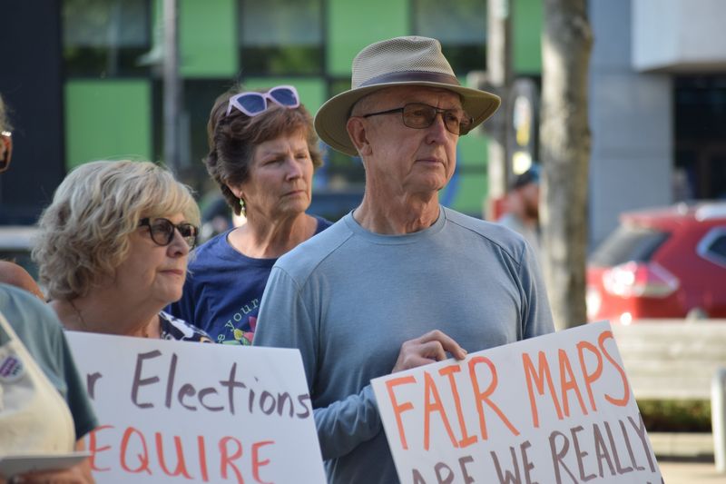 As Penny Bernard Schaber, former State Representative and Coalition member spoke to the crowd, many voiced their agreement and cheered in support of the Fair Maps Coalition's Goal to create an Independent Redistricting Commission in Wisconsin in the near future.