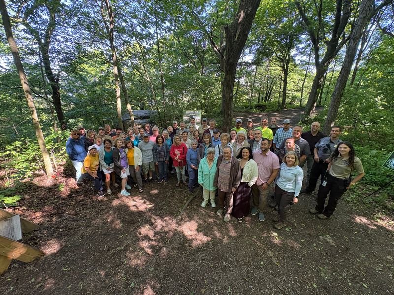 Friends of High Cliff State Park gathered on June 12 with donors and community partners to formally dedicate the Lime Kiln Trail Waterfall Area and Stairs and call the project complete.