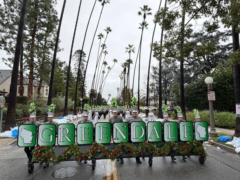 The Greendale High School marching band performs at the 2026 Rose Parade in Pasadena, California. The band will perform in its first international appearance at the London Parade on Jan. 1, 2028.