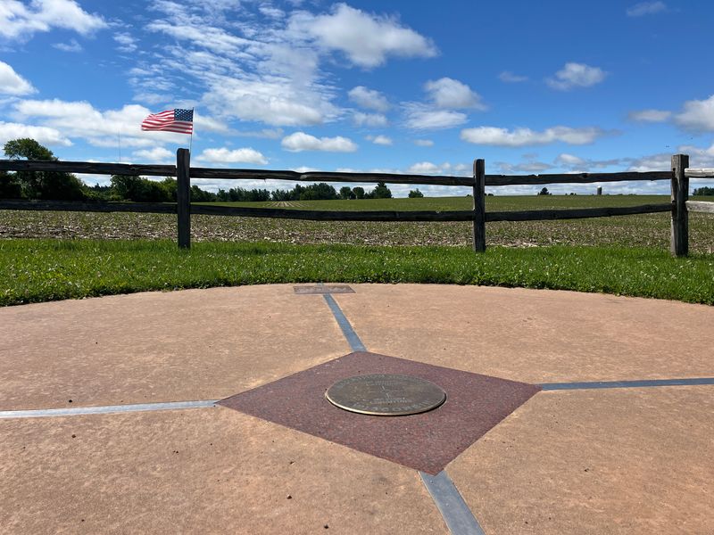 A marker in Poniatowski, Wisconsin shows the exact center of the northwestern hemisphere.
