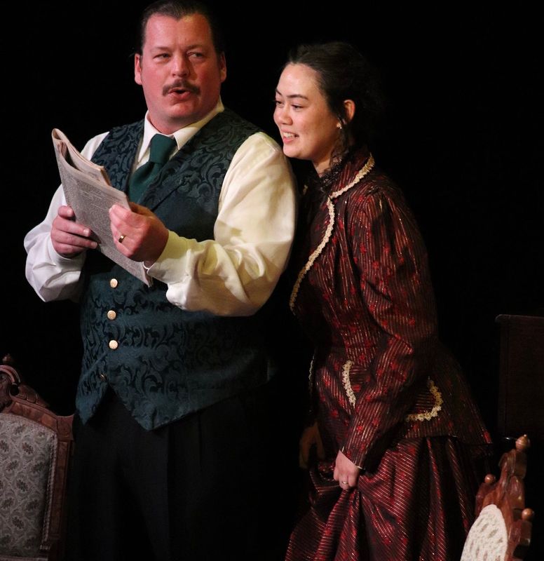 Jason Will and Lily Lourigan perform in "Angel Street (Gaslight)," staged by Acacia Theatre Company through June 28, 2026.