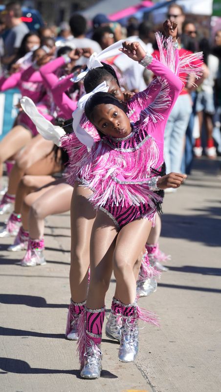 Dancers from Divine Essence perform in Milwaukee's Juneteenth Jubilee celebration on June 19, 2025 on Martin Luther King Jr. Drive.
