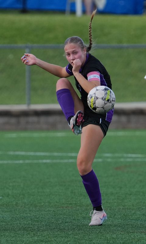 Kiel's Taavi Saeger (7) sends the ball upfield during the WIAA Division 3 state girls soccer semifinal against New Berlin Eisenhower on Friday, June 19, 2026, at Uihlein Soccer Park in Milwaukee, Wisconsin.