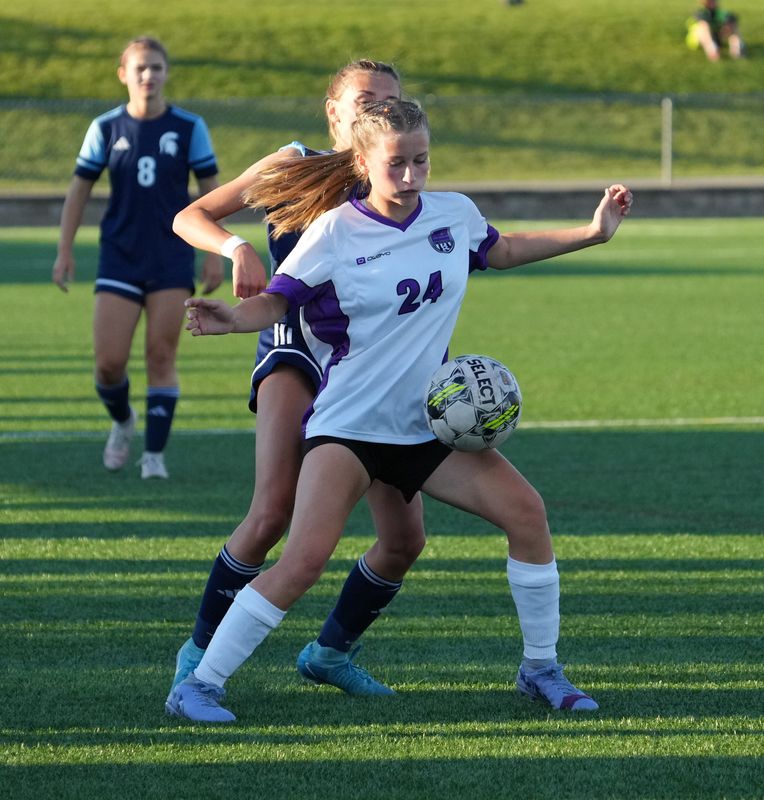 Kiel's Piper Goodman (24) traps a pass during the WIAA Division 3 state girls soccer championship game against McFarland on Saturday, June 20, 2026, at Uihlein Soccer Park in Milwaukee, Wisconsin.