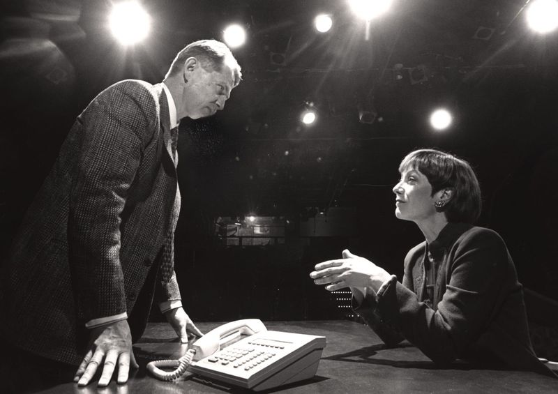 Real-life married actors John Kishline and Deborah Clifton square off in a 1990 Theatre X production of "Success."