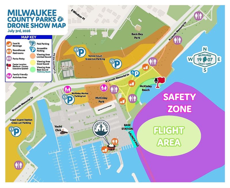 The viewing areas for the drone show.
