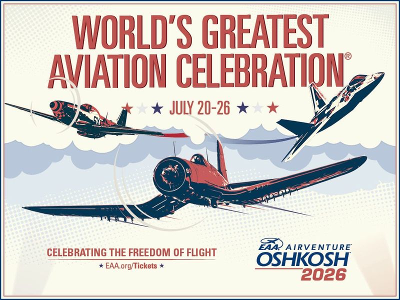The official 2026 Experimental Aircraft Association, EAA Poster is free for download on the website.