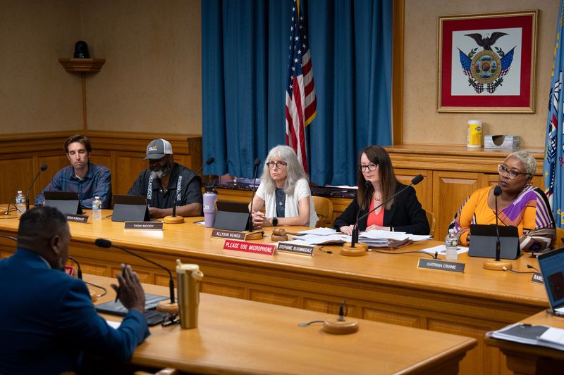 Lafayette Crump, commissioner of city development, speaks alongside developer Trent Overhue during a City Plan Commission meeting at Milwaukee’s City Hall on June 29, 2026 in Milwaukee, Wisconsin.