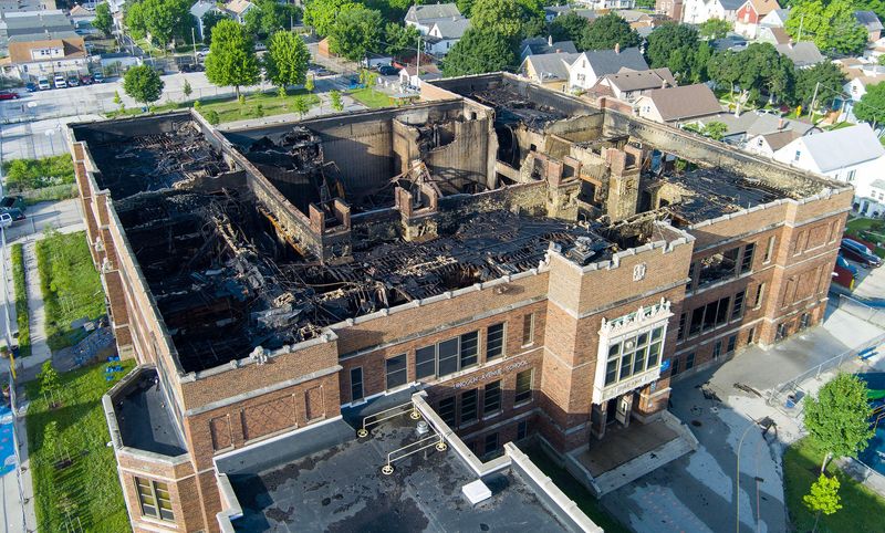 A fire damaged Lincoln Avenue School at 1817 W. Lincoln Ave. is seen in Milwaukee, Wisconsin on July 1, 2026. The school’s early morning fire on Tuesday, June 30, tore through the building, prompting a five-alarm response which is likely a total loss according to Milwaukee Fire Chief Aaron Lipski. -  Mike De Sisti / Milwaukee Journal Sentinel