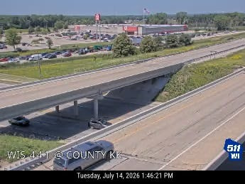 Traffic is backed up at East Calumet Street and State 441 in Appleton on July 14, 2026.