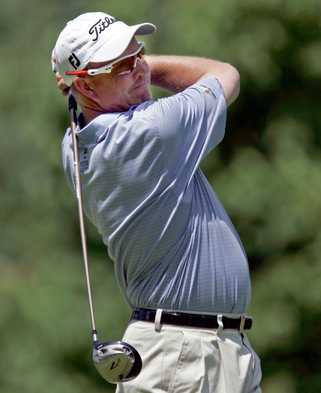J. P. Hayes watches his tee shot during the U.S. Bank Championship at Brown Deer Park Golf Course in Milwaukee on July 16, 2009. Hayes is part of the inaugural Fox Cities Golf Hall of Fame class.