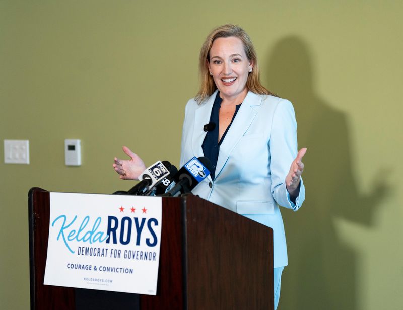 Democratic gubernatorial candidate and state Sen. Kelda Roys delivers remarks during a campaign stop at Outreach Community Health Centers in Milwaukee, Wisconsin on July 15, 2026.