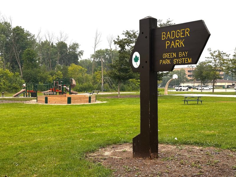 Badger Park features a playground and basketball court along Badger Road in Green Bay.