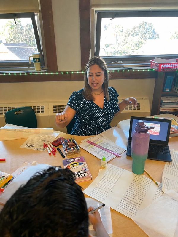 Angelie-Marie Soto teaches in her classroom at Lincoln Avenue Elementary School.