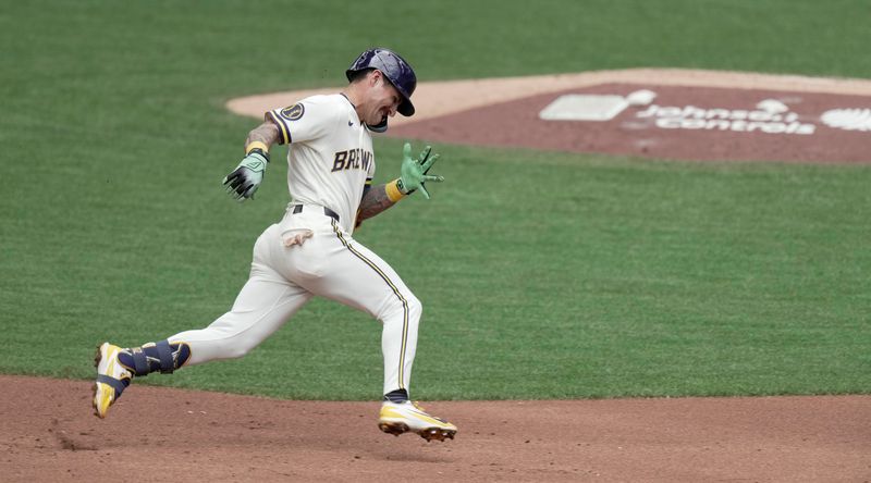 Milwaukee Brewers shortstop Joey Ortiz (3) rounds second base after hitting a two-run triple during the second inning of their game against the New York Mets Wednesday, July 22, 2026 at American Family Field in Milwaukee, Wisconsin.



Mark Hoffman/Milwaukee Journal Sentinel