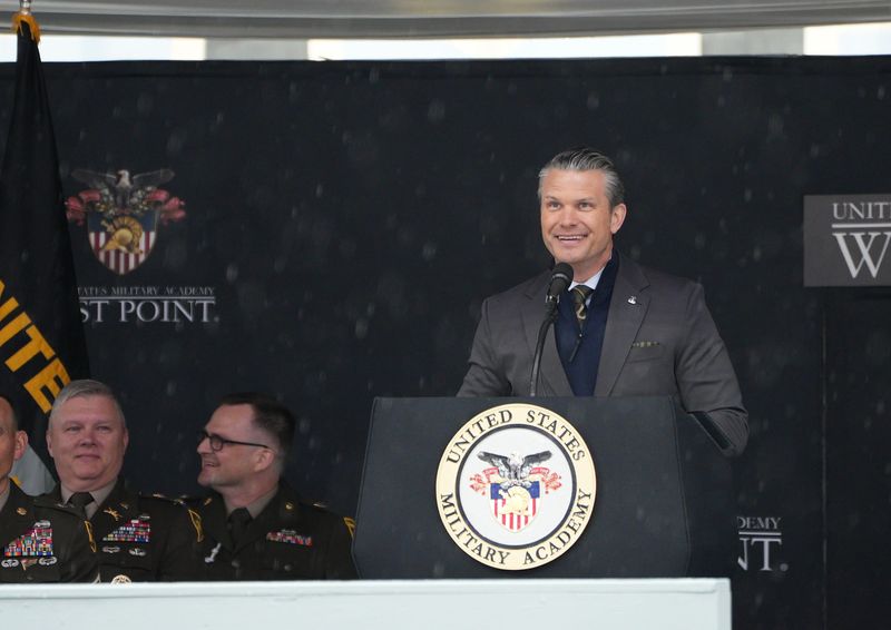 Pentagon Chief Pete Hegseth addresses the 2026 U.S. Military Academy graduating class. He has called the Classic Learning Test the "gold standard," and said the nation's elite military academies will begin accepting it for admissions next year.