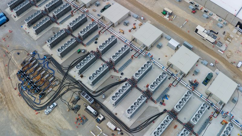 Construction continues on a $1 billion, 520-acre data center Friday, July 24, 2026 in Beaver Dam, Wisconsin. It is being built for Meta, the trillion-dollar company that owns Facebook and Instagram. It’s one of seven major data center projects pending in Wisconsin that combined are worth more than $57 billion. Shown is part of the cooling system.