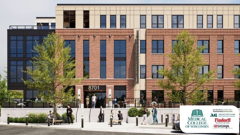 The Medical College of Wisconsin has broken ground on its first on-campus student housing development at the southeast corner of Watertown Plank Road and 87th Street. This rendering shows the Trailmark at MCW, which is expected to bring students a long-requested amenity that's expected to open in spring 2028.