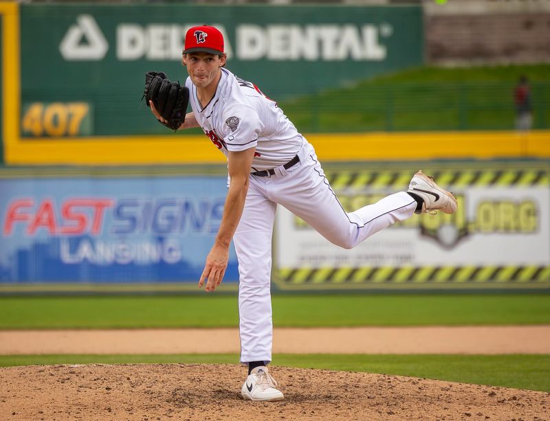 Appleton West graduate Jack Mahoney is pitching for the Lansing Lugnuts in the Midwest League.