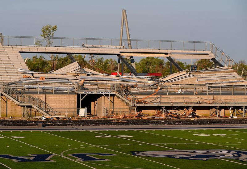 An estimated EF-3 tornado tore through Menasha on July 27, causing considerable damage at Calder Stadium, the home field for the Menasha High School football team.