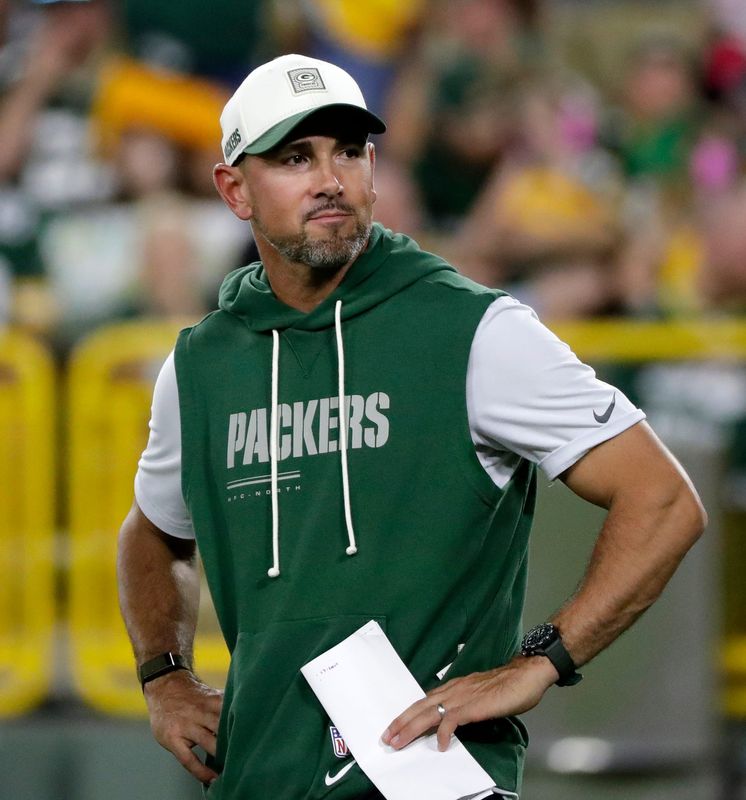 Green Bay Packers head coach Matt LaFleur during Green Bay Packers Family Night on Aug. 7, 2026, at Lambeau Field in Green Bay, Wis.