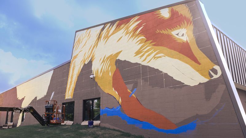 A new mural is taking shape at Fox Valley Technical College's riverside campus.