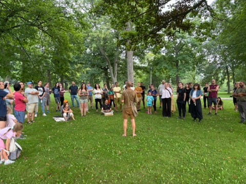 Around 50 people attended Robin Greenfield's foraging walk in Bay View's Humboldt Park on Aug. 12.